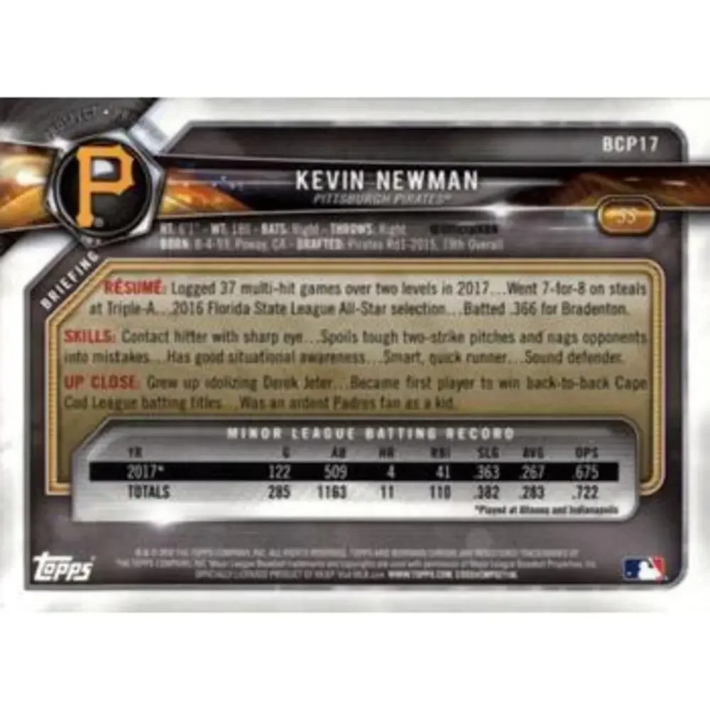 2018 Bowman Chrome Prospects Kevin Newman BCP17 Pittsburgh Pirates